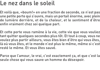 Le nez dans le soleil  Et voilà que, «boum!» en une fraction de